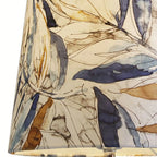 Blue Glass Table Lamp with Leaf Fabric Shade