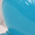 Blue Glass Table Lamp with Leaf Fabric Shade