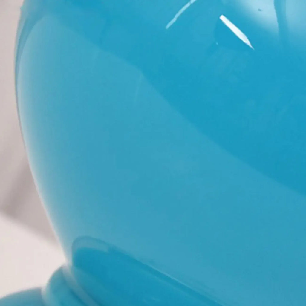 Blue Glass Table Lamp with Leaf Fabric Shade