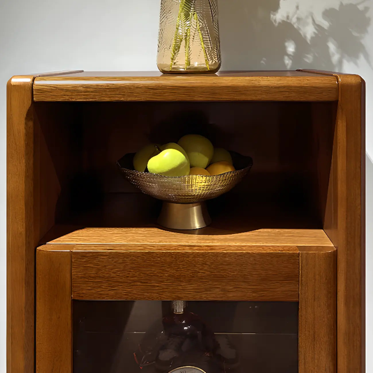 Modern Wood Wine Rack with Glass Holder Walnut