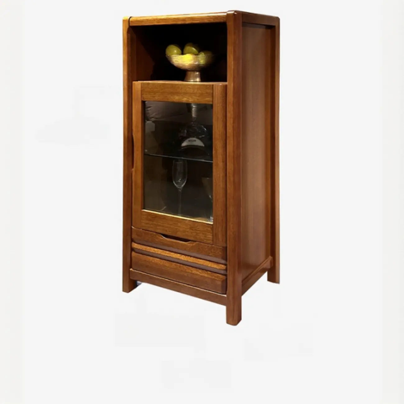 Modern Wood Wine Rack with Glass Holder Walnut