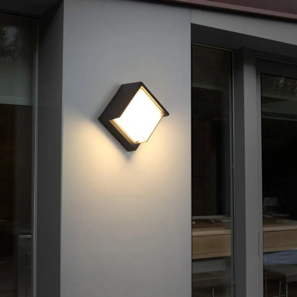 Modern Black Square Metal LED Outdoor Wall Light