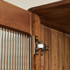 Tall Wooden Display Cabinet with Glass Door for Living Room