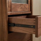 Tall Wooden Display Cabinet with Glass Door for Living Room