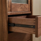 Tall Wooden Display Cabinet with Glass Door for Living Room