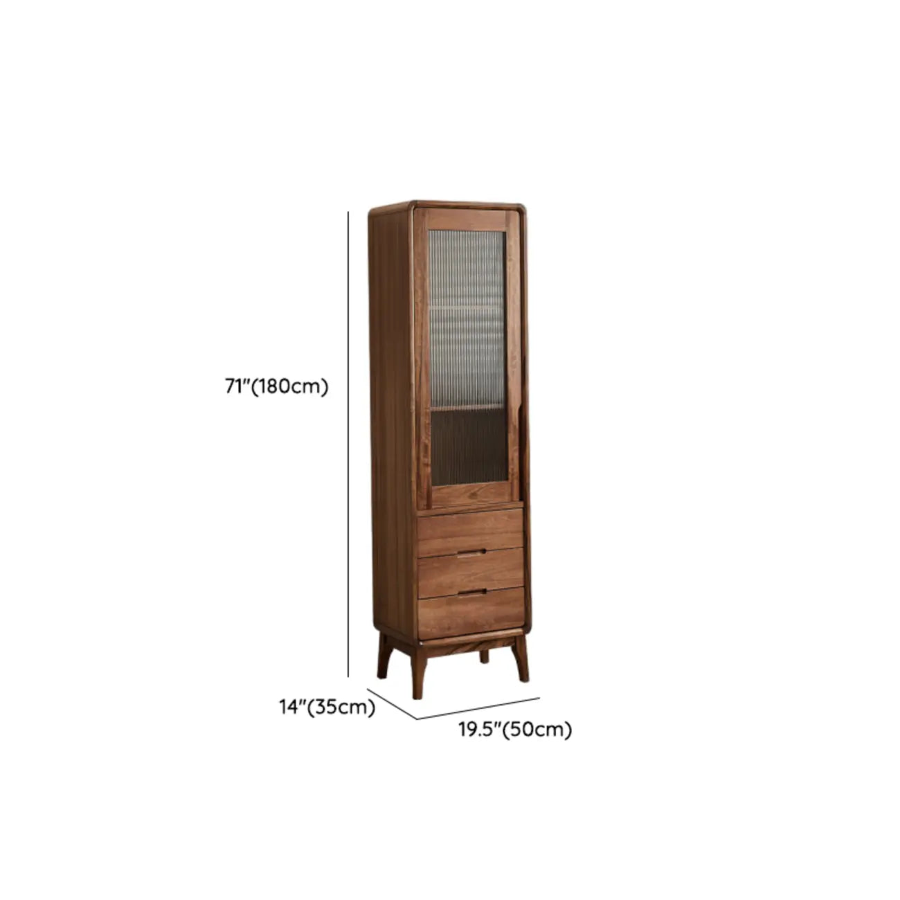 Tall Wooden Display Cabinet with Glass Door for Living Room