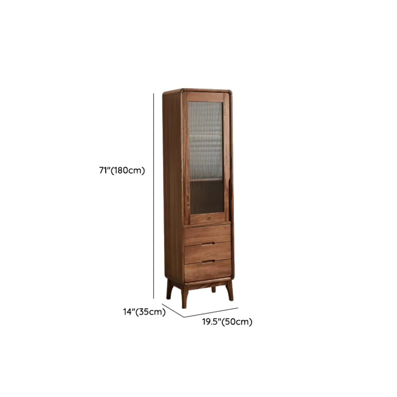 Tall Wooden Display Cabinet with Glass Door for Living Room