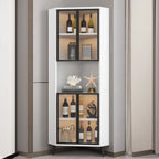 Modern Gray Wood Gold Glass Door Display Corner Cabinet