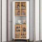 Modern Gray Wood Gold Glass Door Display Corner Cabinet