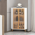 Modern Gray Wood Gold Glass Door Display Corner Cabinet