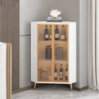 Modern Gray Wood Gold Glass Door Display Corner Cabinet