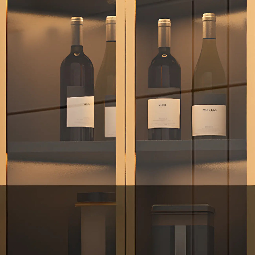 Modern Gray Wood Gold Glass Door Display Corner Cabinet