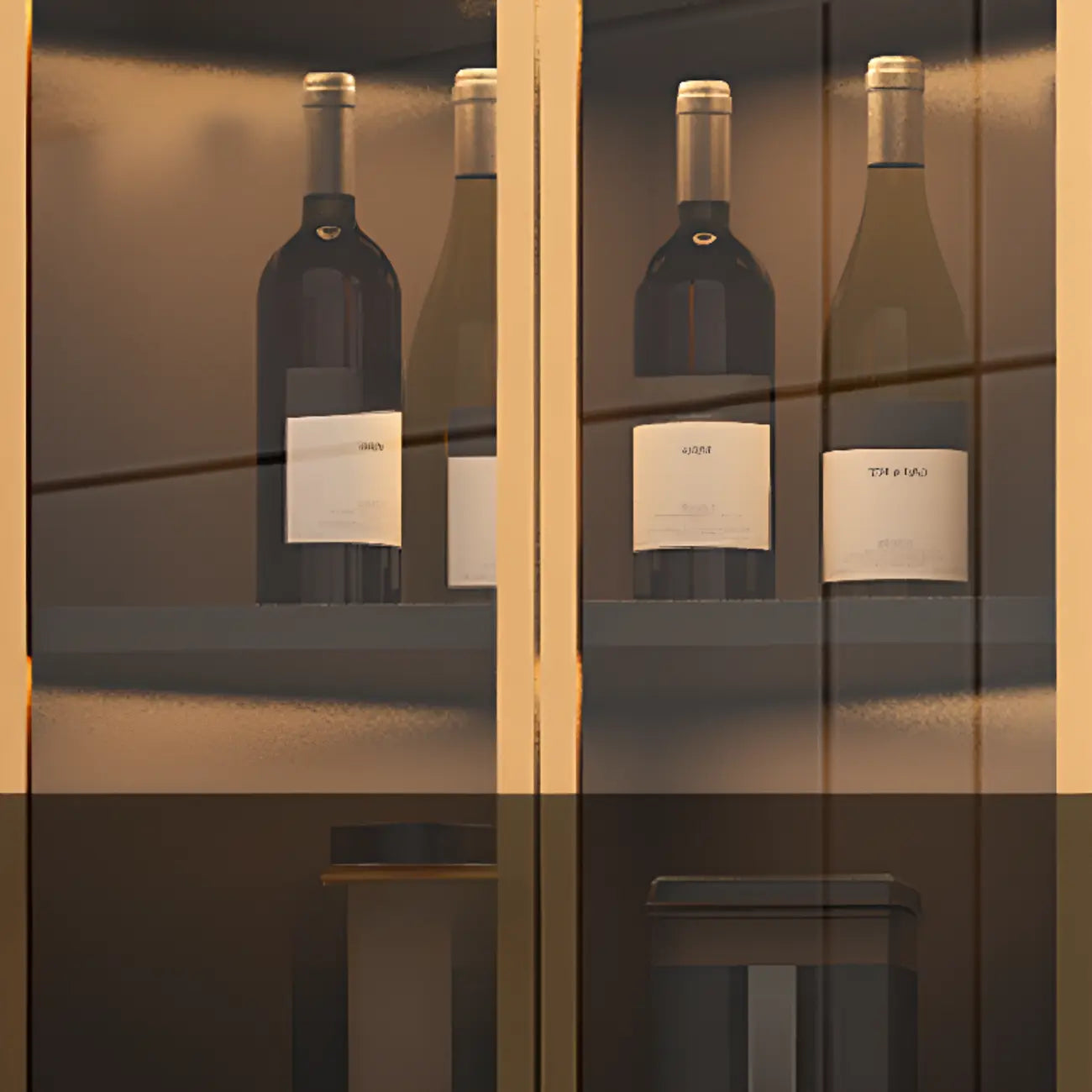 Modern Gray Wood Gold Glass Door Display Corner Cabinet
