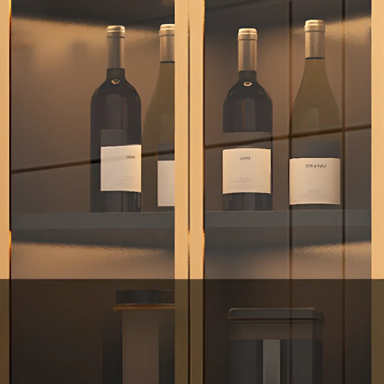 Modern Gray Wood Gold Glass Door Display Corner Cabinet