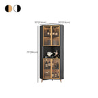 Modern Gray Wood Gold Glass Door Display Corner Cabinet