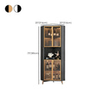 Modern Gray Wood Gold Glass Door Display Corner Cabinet