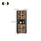 Modern Gray Wood Gold Glass Door Display Corner Cabinet