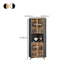Modern Gray Wood Gold Glass Door Display Corner Cabinet