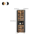 Modern Gray Wood Gold Glass Door Display Corner Cabinet