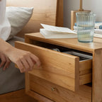 Scandinavian Narrow Cherry Wood Nightstand with Drawers