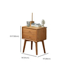 Scandinavian Narrow Cherry Wood Nightstand with Drawers