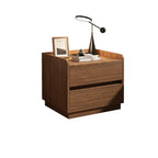 Minimalist Brown Wooden Tray Nightstand with 2 Drawers