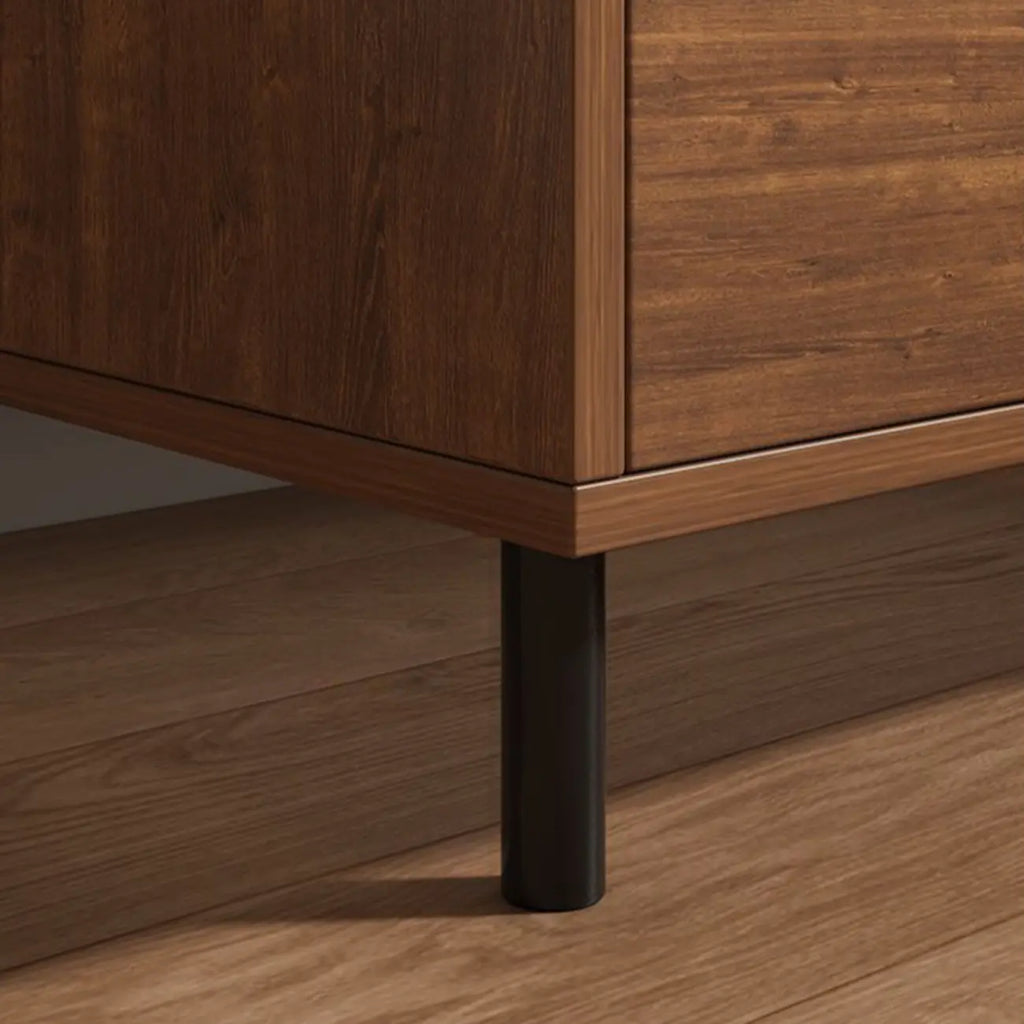 Minimalist Brown Wooden Tray Nightstand with 2 Drawers