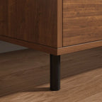 Minimalist Brown Wooden Tray Nightstand with 2 Drawers