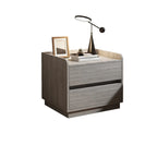 Minimalist Brown Wooden Tray Nightstand with 2 Drawers