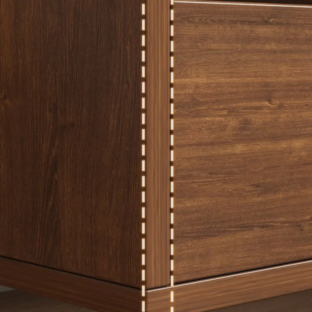 Minimalist Brown Wooden Tray Nightstand with 2 Drawers