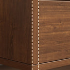 Minimalist Brown Wooden Tray Nightstand with 2 Drawers