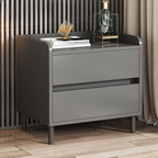 Minimalist Brown Wooden Tray Nightstand with 2 Drawers