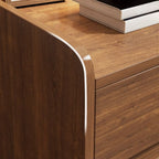 Minimalist Brown Wooden Tray Nightstand with 2 Drawers