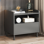 Minimalist Brown Wooden Tray Nightstand with 2 Drawers