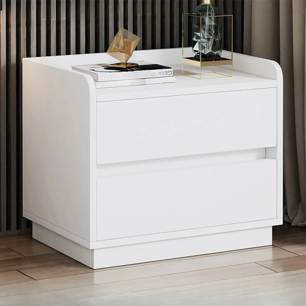 Minimalist Brown Wooden Tray Nightstand with 2 Drawers