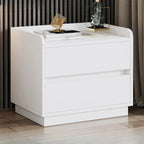 Minimalist Brown Wooden Tray Nightstand with 2 Drawers