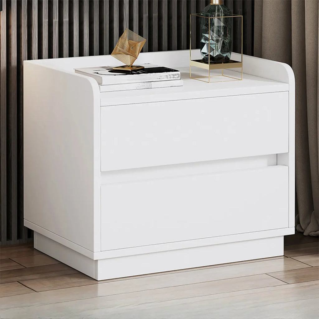 Minimalist Brown Wooden Tray Nightstand with 2 Drawers