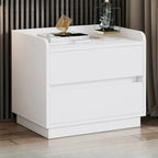 Minimalist Brown Wooden Tray Nightstand with 2 Drawers