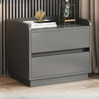 Minimalist Brown Wooden Tray Nightstand with 2 Drawers