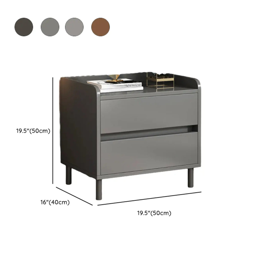 Minimalist Brown Wooden Tray Nightstand with 2 Drawers