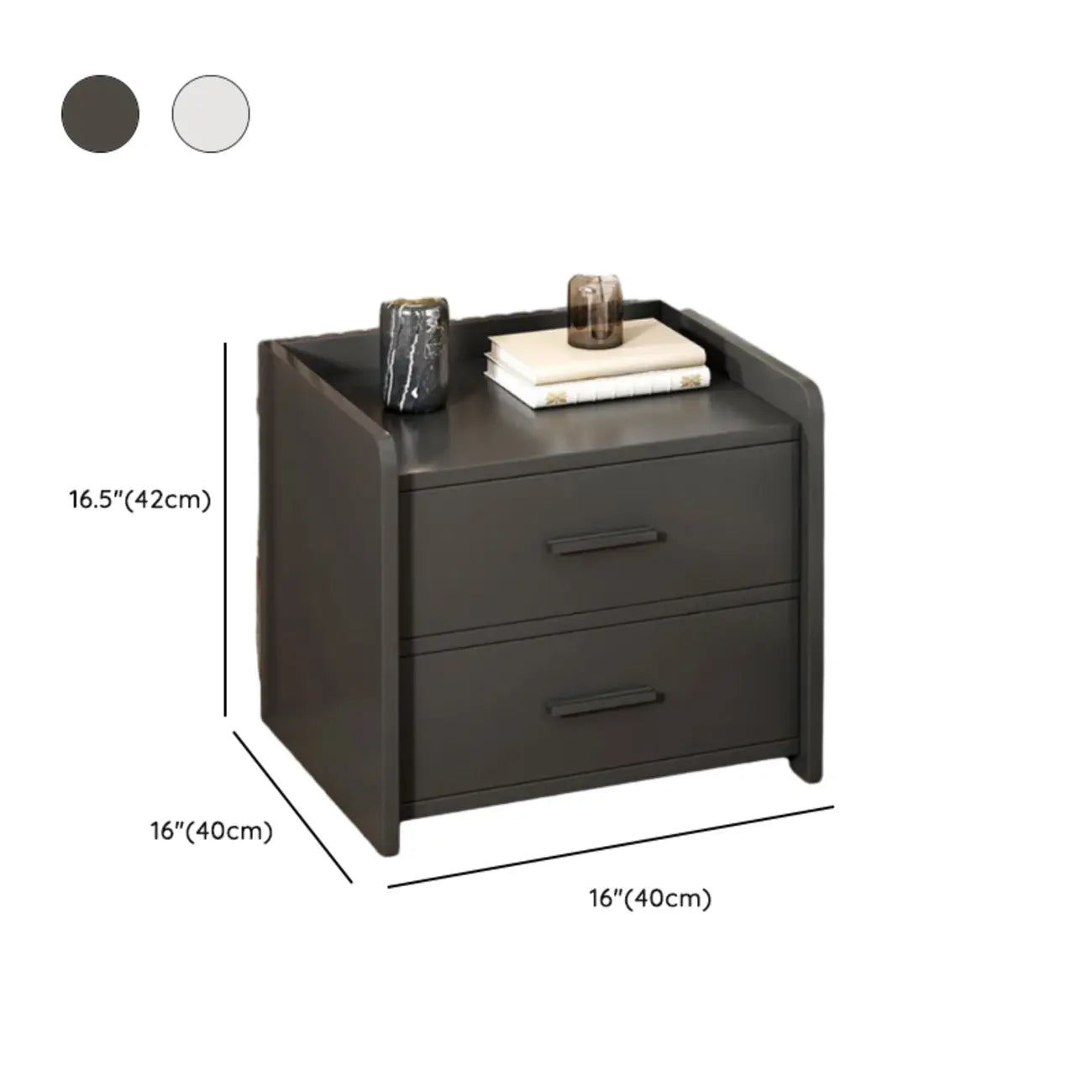 Minimalist Brown Wooden Tray Nightstand with 2 Drawers
