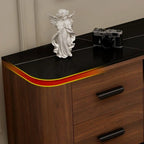 Brown Wood Media Shelf Cabinet TV Stand with Metal Legs