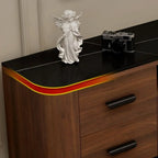 Brown Wood Media Shelf Cabinet TV Stand with Metal Legs