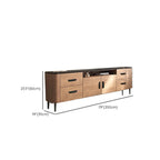 Brown Wood Media Shelf Cabinet TV Stand with Metal Legs