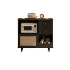 Black Rattan Kitchen Storage Sideboard with Drawers