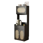 Black Rattan Kitchen Storage Sideboard with Drawers