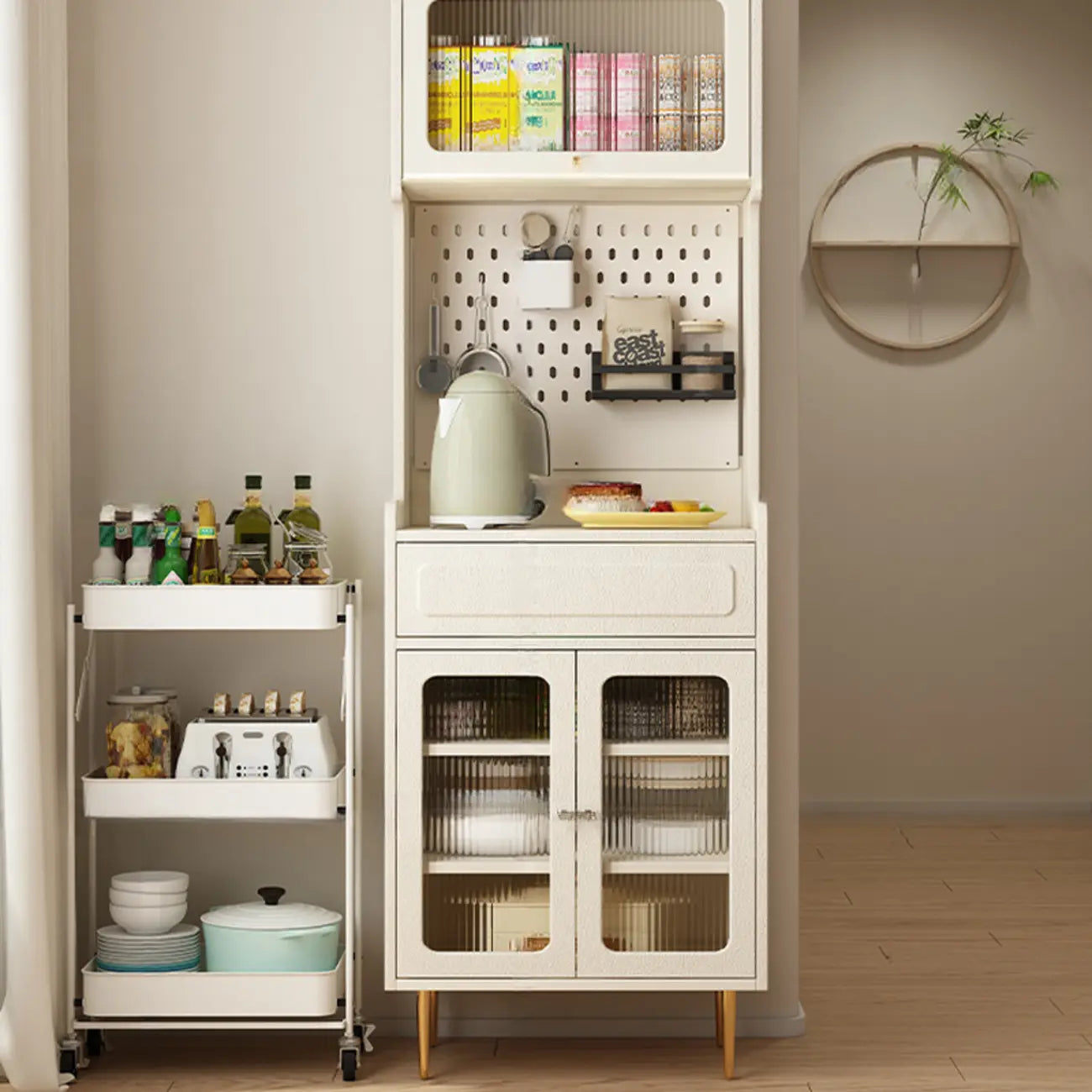 Black Rattan Kitchen Storage Sideboard with Drawers