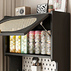 Black Rattan Kitchen Storage Sideboard with Drawers