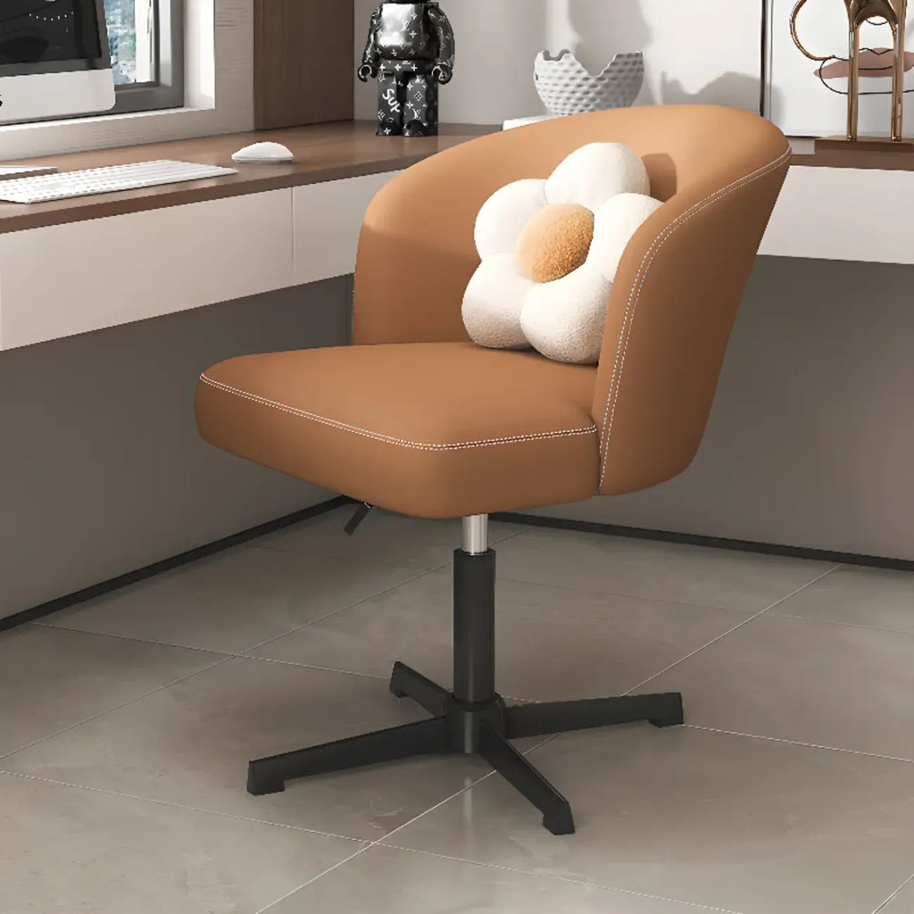 Elegant Orange Leather Swivel Office Chair