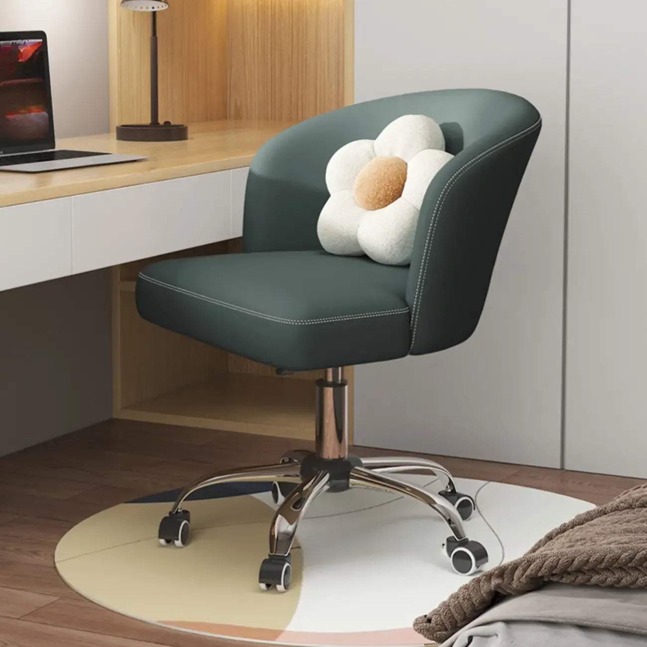 Elegant Orange Leather Swivel Office Chair